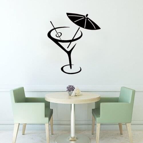 Martini Cocktail Umbrella Kitchen Cafe Wall Sticker Home Decor Removable Wall Decals Vinyl Art Murals Self-Adhesive Decoration