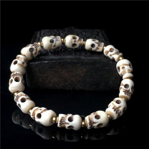 Collection of Tibetan yak sculpture hand string Tibetan national wind hand skeleton head Bracelet 108 Buddha Beads Necklace