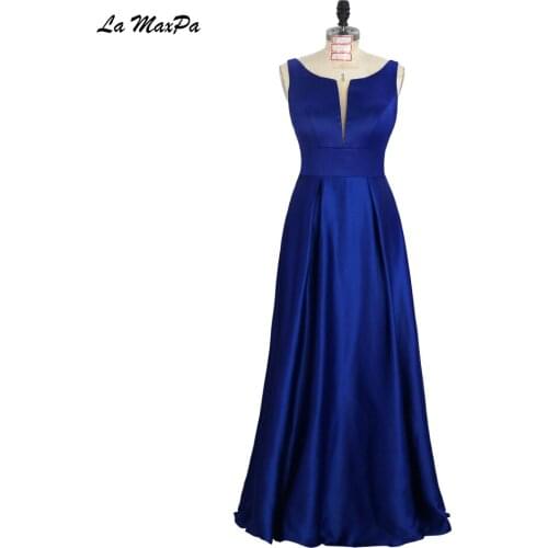 Boat Neck Royal Blue Bridesmaid Dress CMT127