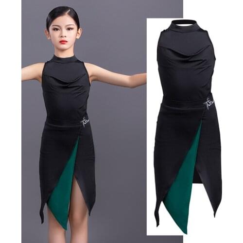 Girls Latin Dancewear Costume Kids Modern Latin Ballroom Dancing Dress Children Dancing Dress Wear Performance Clothes SL3948