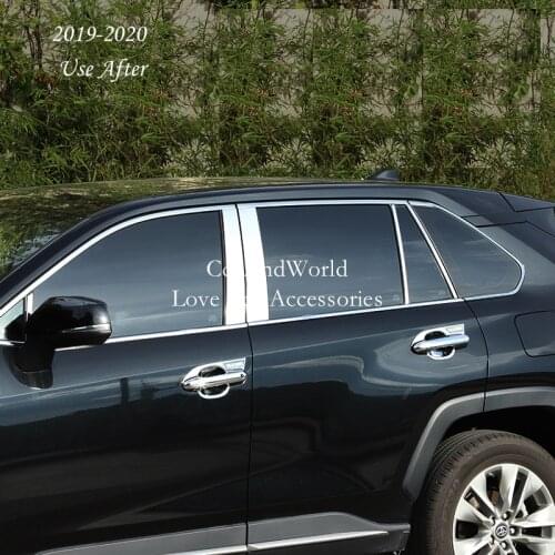 Stainless Steel For Toyota RAV4 RAV 4 2014-2021 Center Pillar Cover Trims Door Window Middle Frames Decoration Car Accessories