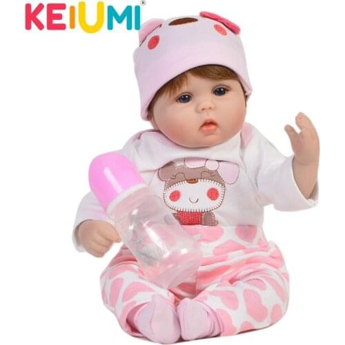 KEIUMI Lovable 17Inch Reborn Dolls Babies Soft Silicone Body Fashion 42 cm Baby Girl Toy Stuffed PP Cotton Baby Reborn Playmates