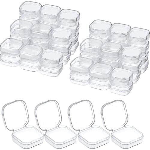 Mini Small Plastic Transparent Portable Storage Boxes Square Packaging Pill Jewelry Earplug Earring Box Case Travel Essentials