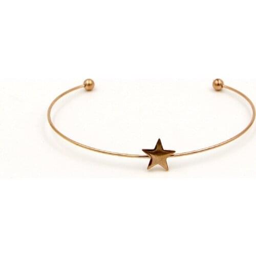 Fashion Brand Double Ball Better Star C Cuff Bangle Bracelet Rose Gold Color Stainless Steel Woman Party Gift