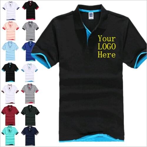 Unisex POLOS Embroidery LOGO Polo shirt Men Short Sleeve Polo For Men Plus Size Regular Top Cotton Solid Adult Casual Active tee