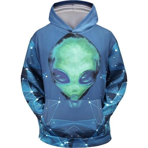 2020 Autumn Winter Alien Head Hoodie Men Clothing Mens Hoodies Hip Hop Casual Male Sweatshirt European Streetwear