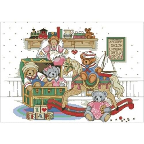 Trojan Bear patterns counted 11CT 14CT 18CT DIY Cross Stitch Sets wholesale Cross-stitch Kits Embroidery Needlework