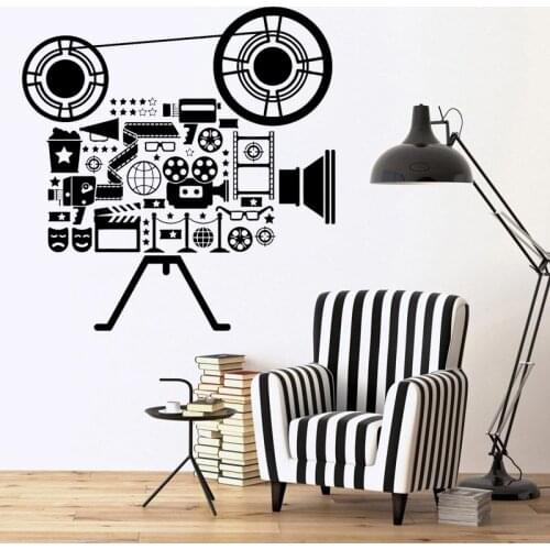 Film Wall Stickers Cinema Vinyl Decal Movie Camera Wall Decor Filming Sticker Screening Room Decoration Retro Style Art Mural