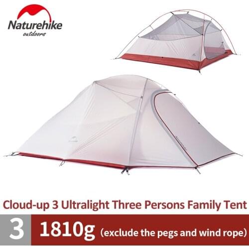 Naturehike Cloud-Up 3 Person Family Tent 4 Season Ultralight Backpacking Tent Outdoor Hiking Backpacking Waterproof Camping Tent