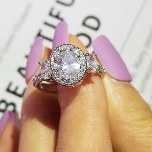 2021 New Luxury Oval 925 Sterling Silver Engagement Ring For Women Lady Anniversary Gift Drop Shipping Valentines Day R5077C