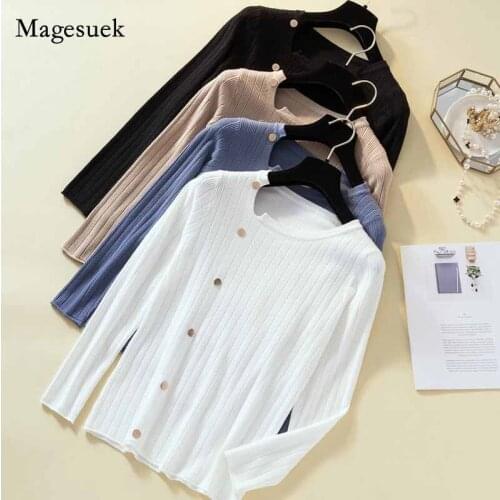 Autumn 2020 New O-neck Slim Bottoming Sweater Long Sleeves Knitted Jumper Winter Single-breasted Striped Pullover Sweaters 11798