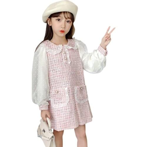 Teenage Girls Dress Patchwork Party Dress For Girls Plaid Pattern Children Dresses Casual Style Clothes For Girls