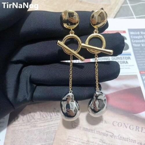Korean Style Simple OT Stud Geometric Metal Detachable Baroque Pearl Earrings Jewelry Gift For Women