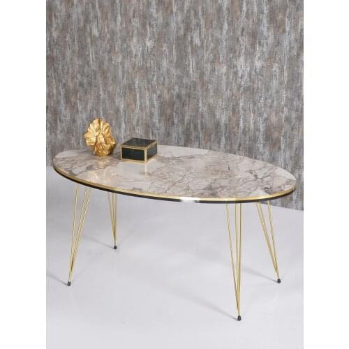 Modern Center Table Nordic Gold Metal Wire Foot Also Mounted Medium Coffee Table Tea Coffee Service Desk Ellipse Living Room Living Room table