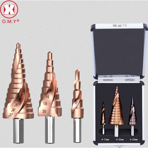 HSS CO M35 Triangle Shank 4-12/4-20/4-32MM Metal Step Cone Drill Bit Stainless Steel Hole Saw Cutter