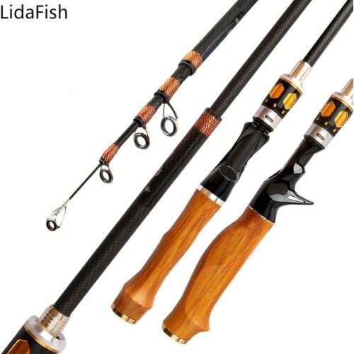 NEW 1.8m 2.1m 2.4m 2.7m Carbon Telescopic wooden handle Spinning Casting Feeder Rod Travel Fishing Tackle