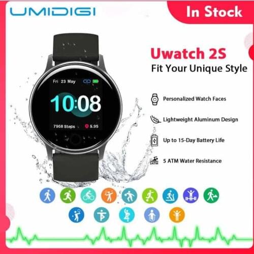 UMIDIGI Uwatch 2S Smart Watch Men Women 5ATM Waterproof 1.3" Color Clock Heart Rate Sleep Monitoring Smartwatch For Android IOS