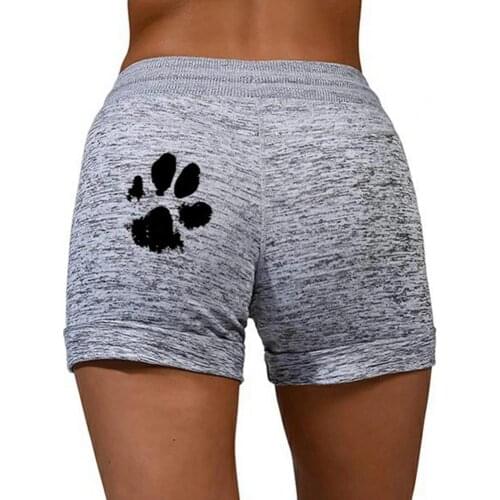 2021 woman shorts Women High Waist Cats Claw Print Drawstring Quick Dry Elastic Sports Shorts Womens Clothing