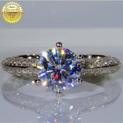14K Au585 White Gold Women Ring Moissanite Diamonds 1 2 3 4 5 Carat Elegant Wedding Party Engagement Anniversary Ring Trendy