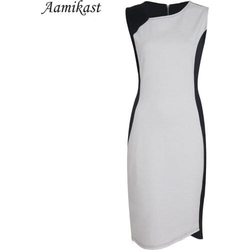 Wholesale New Fashion Patchwork V-neck Sleeveless Pencil Party Evening Women Dresses Size S M L XL XXL
