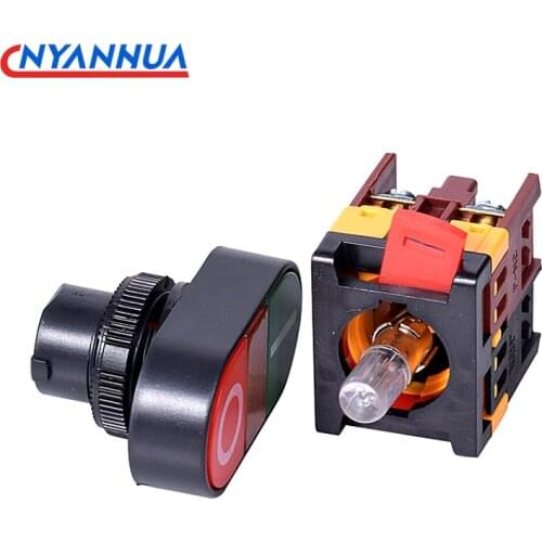 1PCS Reset Control Switch APBB-22N-25N Double Key Double Position Double button illuminated push button With Light 22mm/25mm