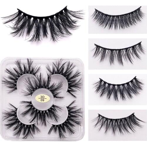 10 Pcs Thick 3 Pairs of 3D Synthetic False Eyelashes Private Label Curly Lashes Bulk Wholesale Eyelash Extension Synthetic Hair