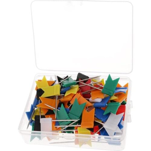 100pcs Flag Push Pin Marker Marking Pins Tacks Thumbtack for Notice Cork Board World Map