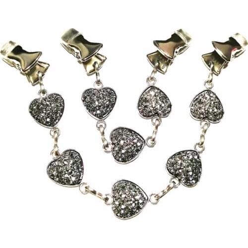2Pcs/lot Gravel Sweater Guard Clip Women Cloak Clasp Heart Gypsophila Cardigan Clamps Cape Shawl Pins
