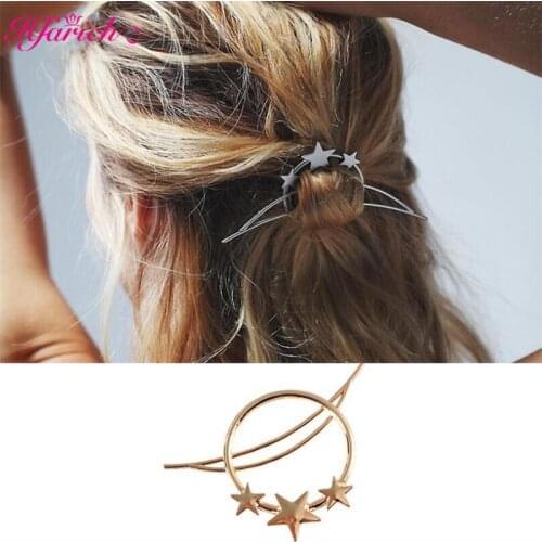 2021New Design Silver Color Star Bun Cuff Vintage Moon Hair Stick Set Women Romantic Wedding Hair Accessories for Girls Hairpins