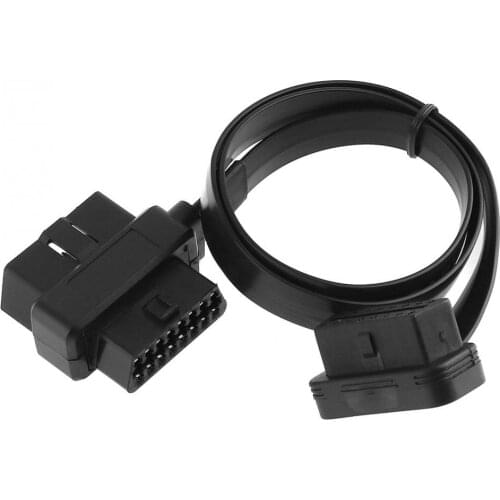 3 In 1 OBD-II 90 Degrees L Type 16 Pin Male to Double 16 Pin Female 58cm Auto Extended Connector Cable for Car Diagnostic Tool