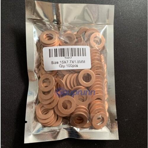 Free Shipping! Common Rail Fuel Injector Adjustment Washer Shim Copper Gasket Size 15.1*7.7*1.5 for BOSSCH 0 445 120 086/123/059