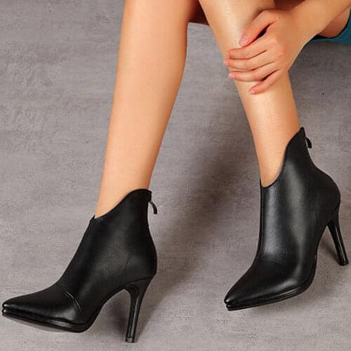 SARAIRIS Cool Party Dress Boots Fashion Brand Design Pointed Toe Ankle Boots Women Mature Thin High Heels Ankle Shoes Woman