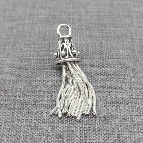 Sterling Silver Snake Chain Tassel Pendant for Necklace Small Charm