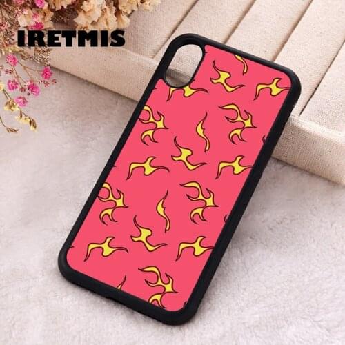 Iretmis 5 5S SE 2020 phone cover cases for iphone 6 6S 7 8 Plus X Xs Max XR 11 12 MINI Pro Soft Silicone TPU Flames Fire Pink