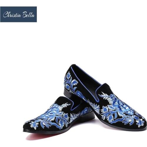 Christia Bella Mens Vintage Embroidery Noble Loafer Shoes Slip-on Loafer Smoking Slipper Tassel Loafer Fashion Summer Slippers
