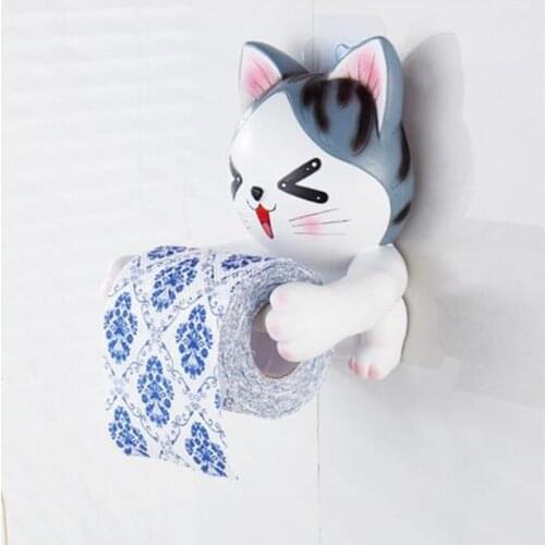 Dog Cat Toilet Paper Holder Toilet Hygiene Resin Tray Free Punch Hand Tissue Box Household Towel Reel Spool Device Bathroom