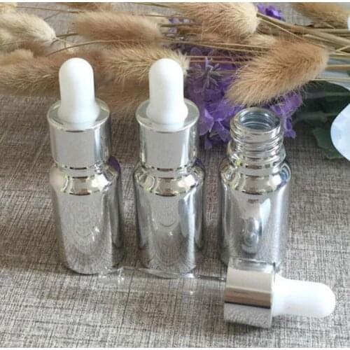Hot sale high-grade 100pcs empty 10ml glass dropper bottles ,10ml silver colored glass dropper bottles wholesale