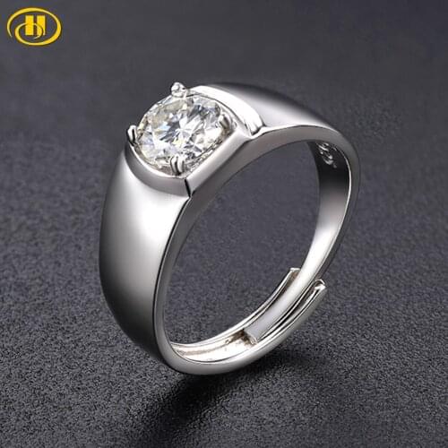 Hutang 100% 925 Sterling Silver Ring 1 Carat White Moissanite Rings Classic Style Fine Jewelry for Girlfriends Birthday Gift