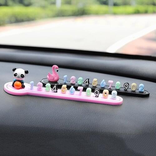 Car Temporary Parking Card Cartoon Panda Flamingo Phone Number Card Plate Telephone Number Car Park Stop Automobile Interior
