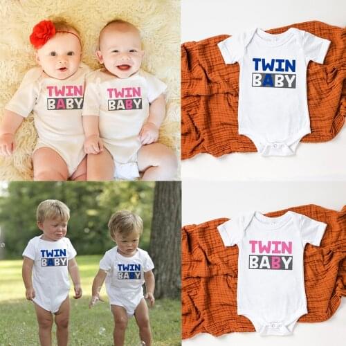 Twin Onesies Twin Baby Gift Matching Twin Outfits Boy Girl Newborn Coming Home Outfits Summer Short Sleeve Jumpsuit 0-24M