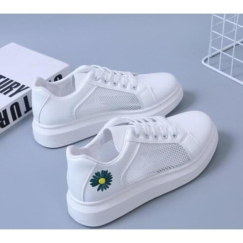 Zapatillas Mujer Sneakers Breathable Mesh White Summer Shoes For Woman Walking Shallow Solid Non Slip Casual Girls Tennis Rubber