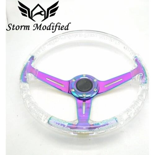 Fashion Steering wheel 14inch 350mm Transparent racing Steering wheel acrylic ordinary racing steering wheel