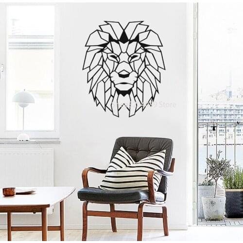Cartoon Lion Head Wall Sticker Vinyl Funny Geometric Animal Decal For Kids Room Decoration Poster Wallpaper CN008