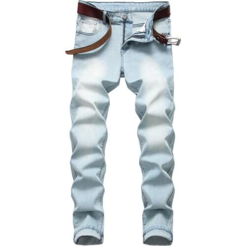 Homme Jeans 2020 New Fashion Sexy Casual Design Light Blue Skinny Jeans Men