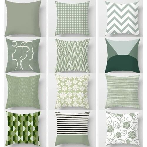 45*45cm Pillowcase Modern Green Pattern Pillow Cover Cushion Cover Printing Decorative Sofa Bed Pillow Cover Car Home Decor