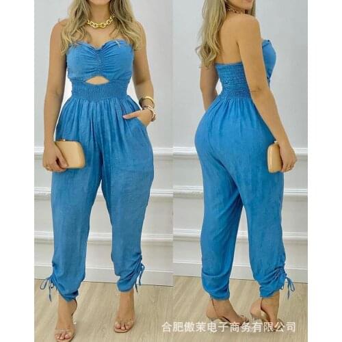 New womens tube top one-piece trousers streetwear women