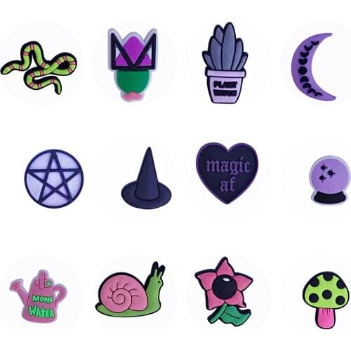 New Arrival 1pcs PVC Plants Heart Moon Shoes Accessories Garden Shoe Decorations Fit Children Girls Croc Jibz Charm Party Gift