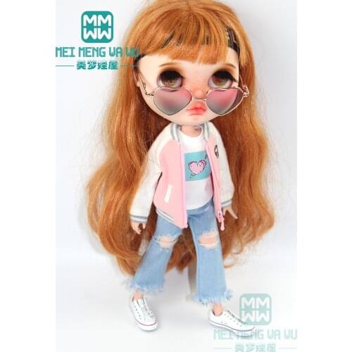 1pcs Blyth Doll Clothes Pink sweatshirt, vest, denim shorts for Blyth , Azone OB23 OB24 1/6 doll accessories