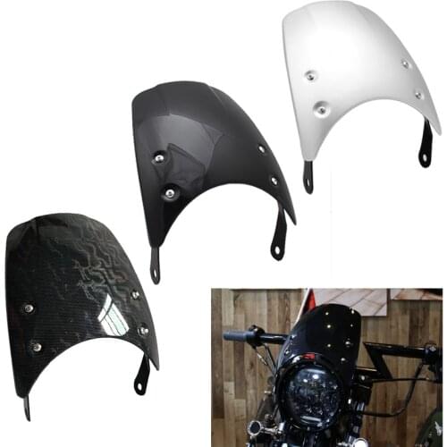 Motorcycle 4"-7" Headlight ABS Windshield Wind Deflector Windscreen for Harley Yamaha XJ 400 XJ600S Ducati Scrambler 2015-2018