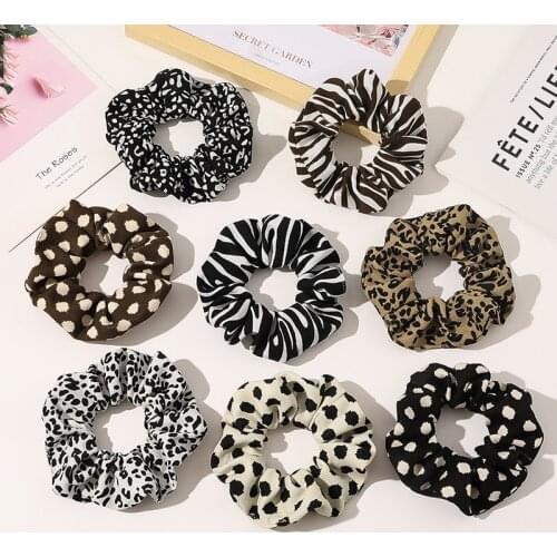 Hot Sale Leopard Velvet Scrunchies Hair Accessories For Women Girl Elastic Hair Ring Hair tie Ponytail Holder Rubber Hair Band